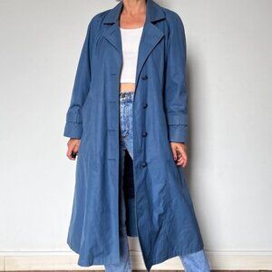 Vintage Women's Towne London Fog Thinsulate Blue Trench Coat Size XL